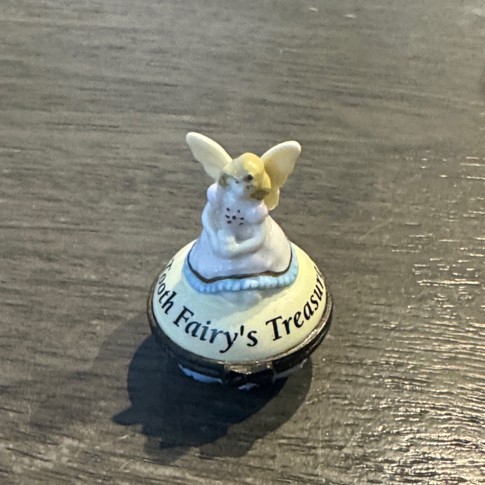 Midwest of Cannon Falls Tooth Fairy Porcelain Hinged Trinket Box 1.5” x 2”